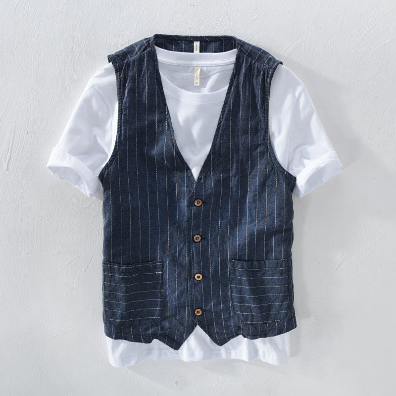Carlo Martelli Linen Striped Vest