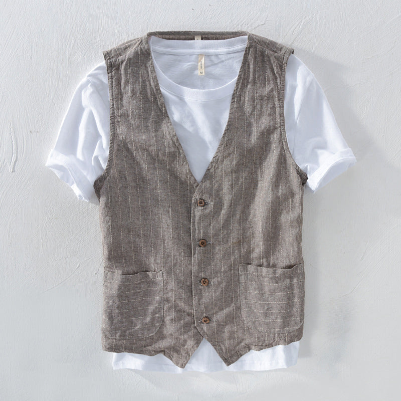 Carlo Martelli Linen Striped Vest