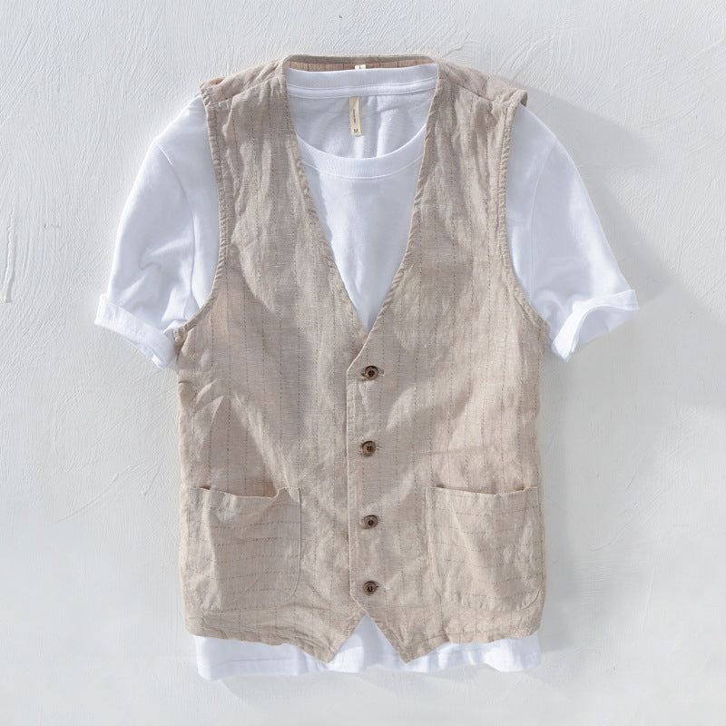 Carlo Martelli Linen Striped Vest
