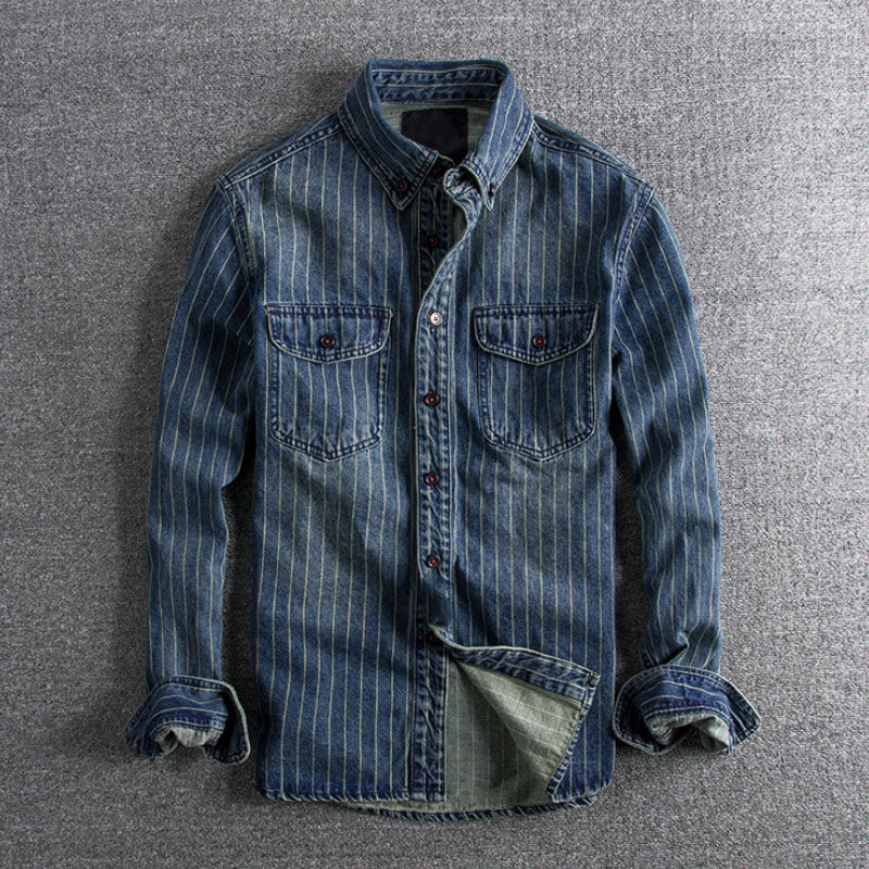 Leonardo Romano Vintage Striped Denim Shirt