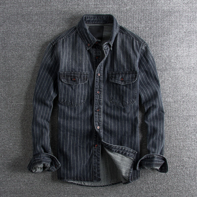 Leonardo Romano Vintage Striped Denim Shirt